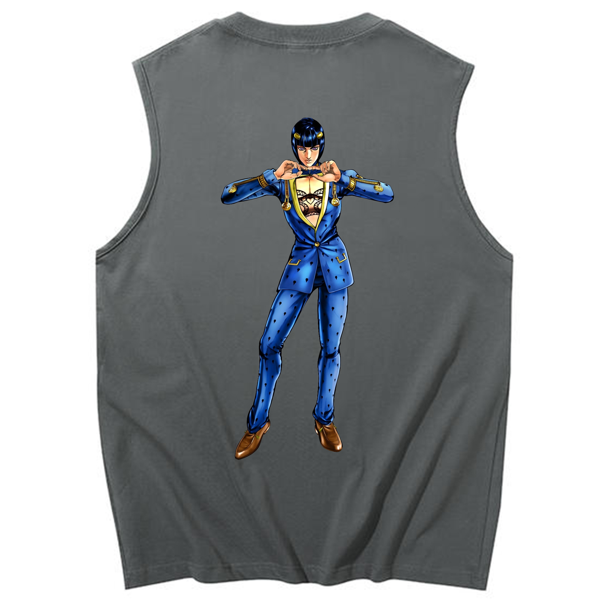 （画像用） ジョジョの奇妙な冒険 ブローノ?ブチャラティ JoJo's Bizarre Adventure Bruno Bucciarati コットン100％タンクトップ（背面プリント）